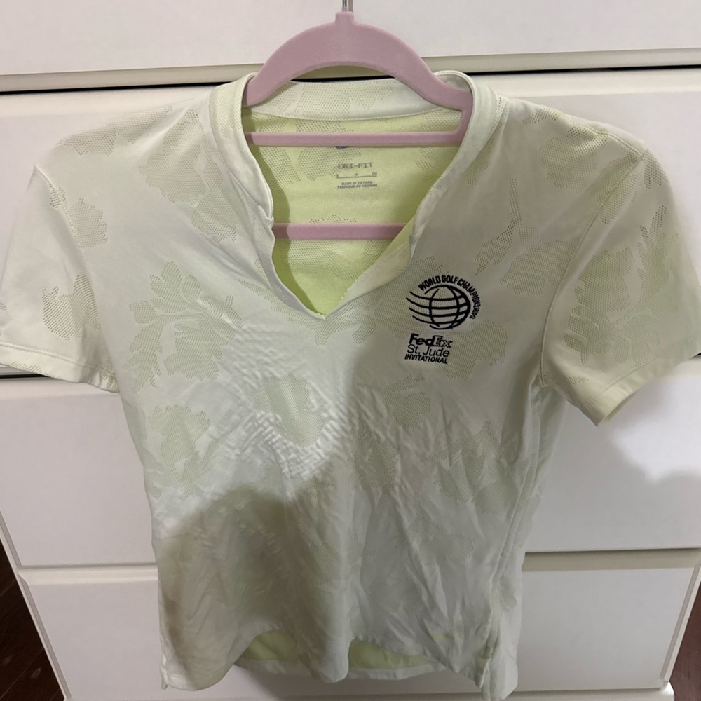 Nike Pale Green Floral Short Sleeve Golf Polo